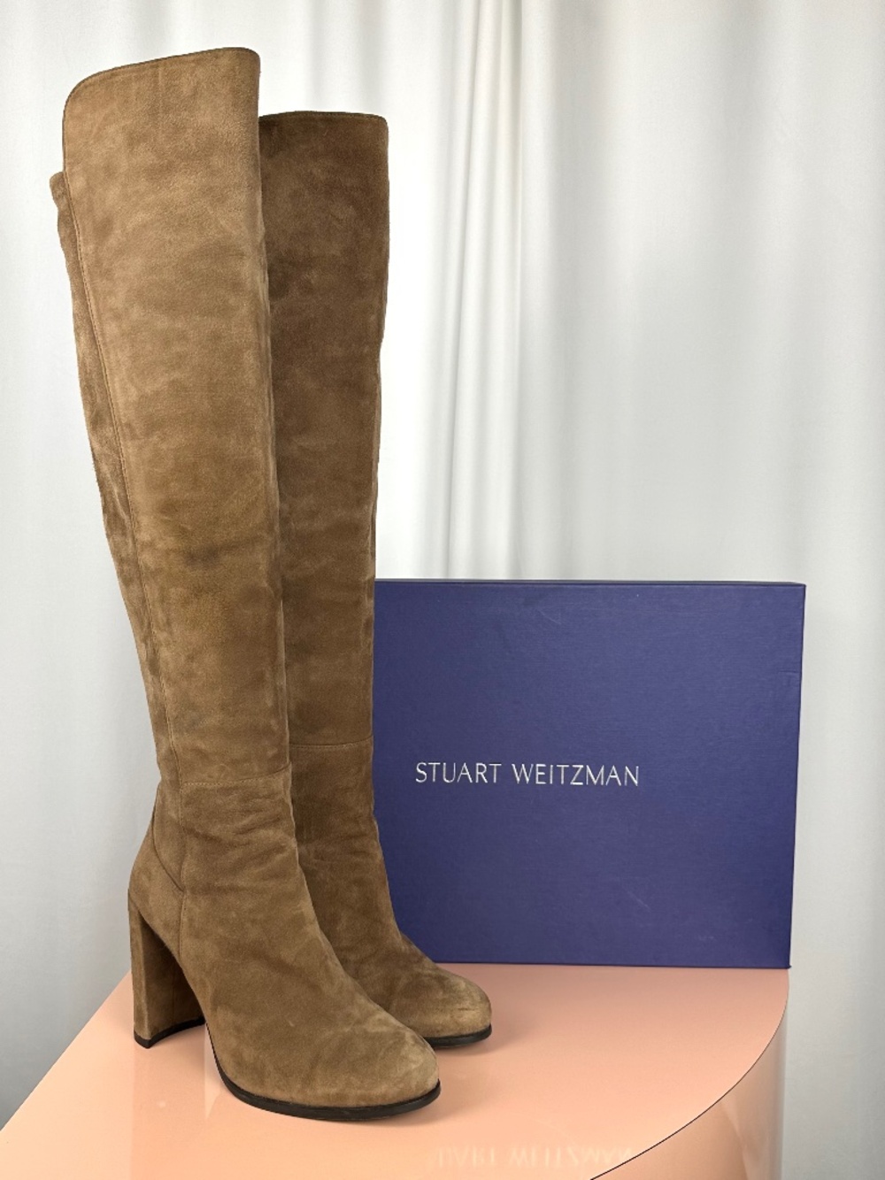 Stuart Weitzman ALJILL Nutmeg Suede Over-the-Knee Boots Size 8/8.5